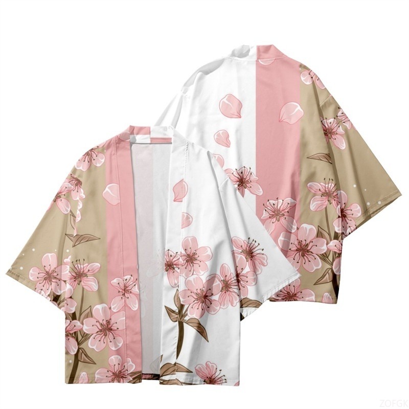 Bathrobe - Letnie damskie kimono z kwiatowym nadrukiem,