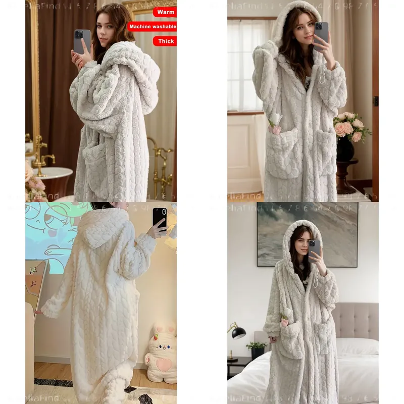 Bathrobe - Damski szlafrok flanelowy na jesień i